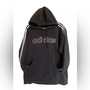 Adidas Black Hoodie with White Stripes